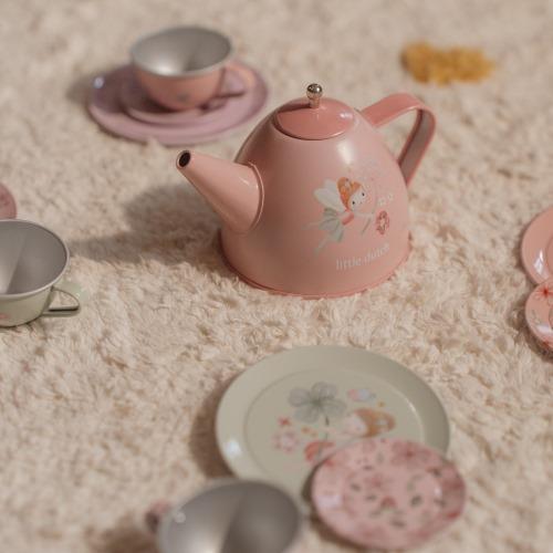 Tin Tea Set - Fairy Garden - Pink - 14 Pieces