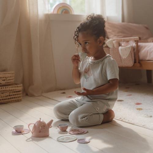 Tin Tea Set - Fairy Garden - Pink - 14 Pieces