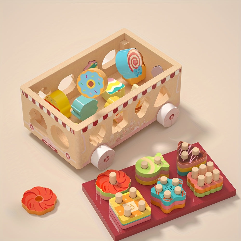 Wooden Educational Toy Car Set - 31 Pieces - Animal Park Theme