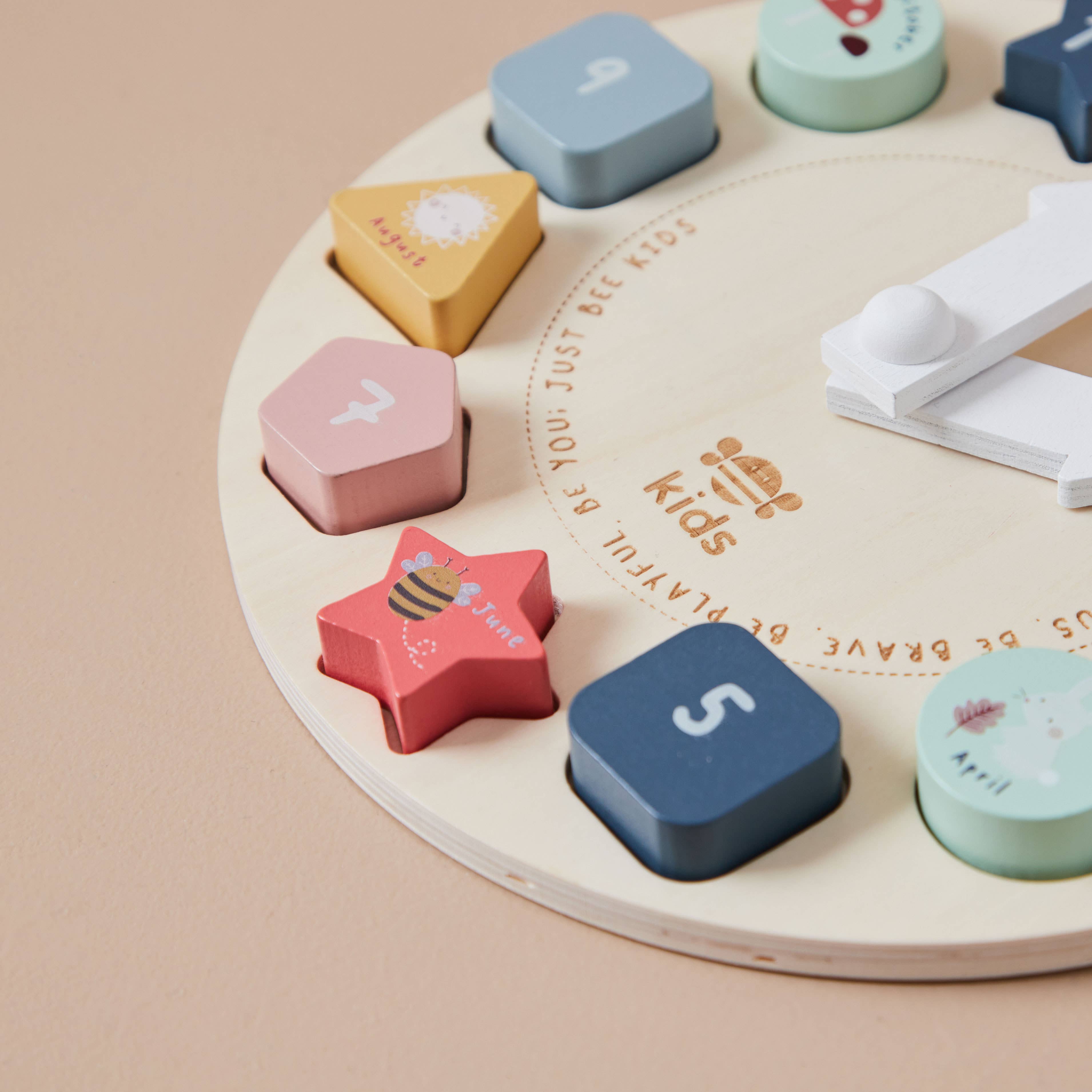 Wooden Puzzle Clock - Shape Sorter - Seasons & Time Learning