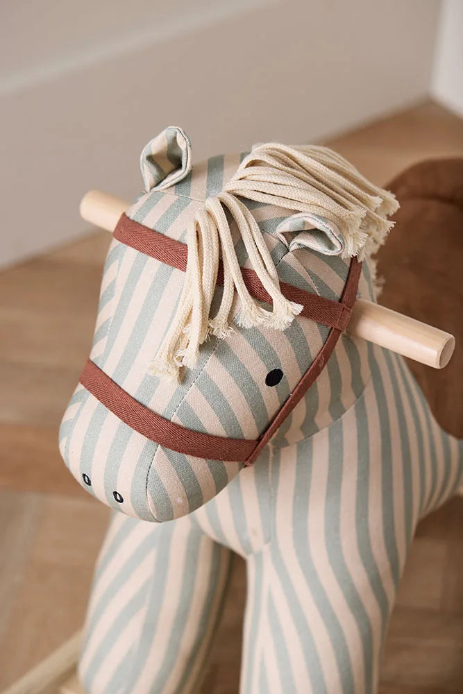 Wooden Rocking Horse - Sam - Cotton Canvas