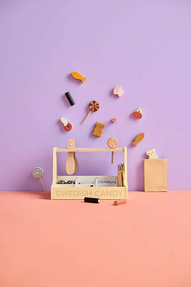 Wooden Swedish Candy Shop - Pretend Play Sweet Stall Set