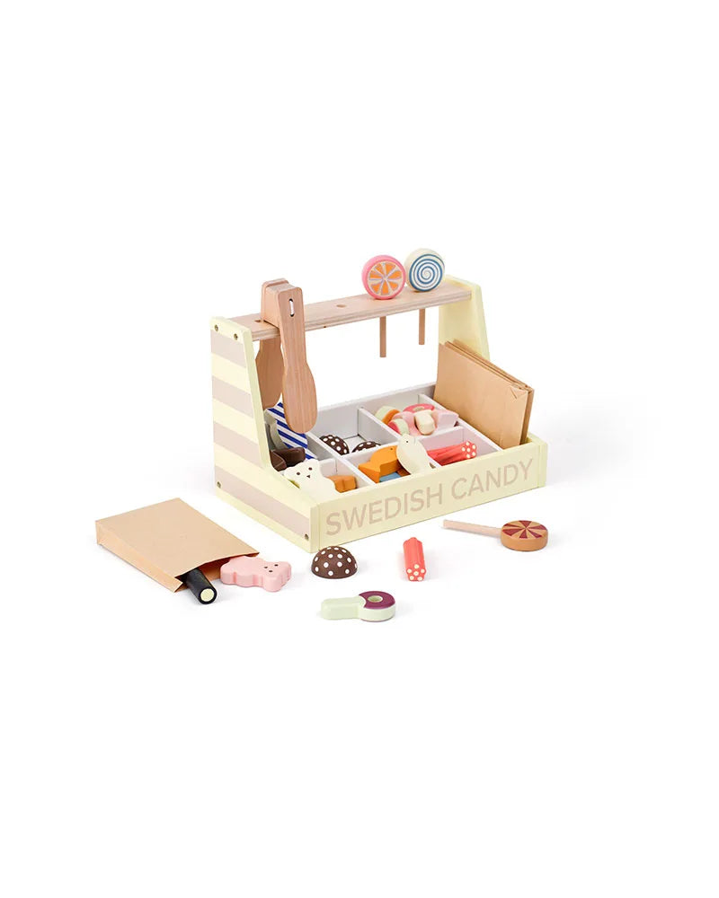 Wooden Swedish Candy Shop - Pretend Play Sweet Stall Set