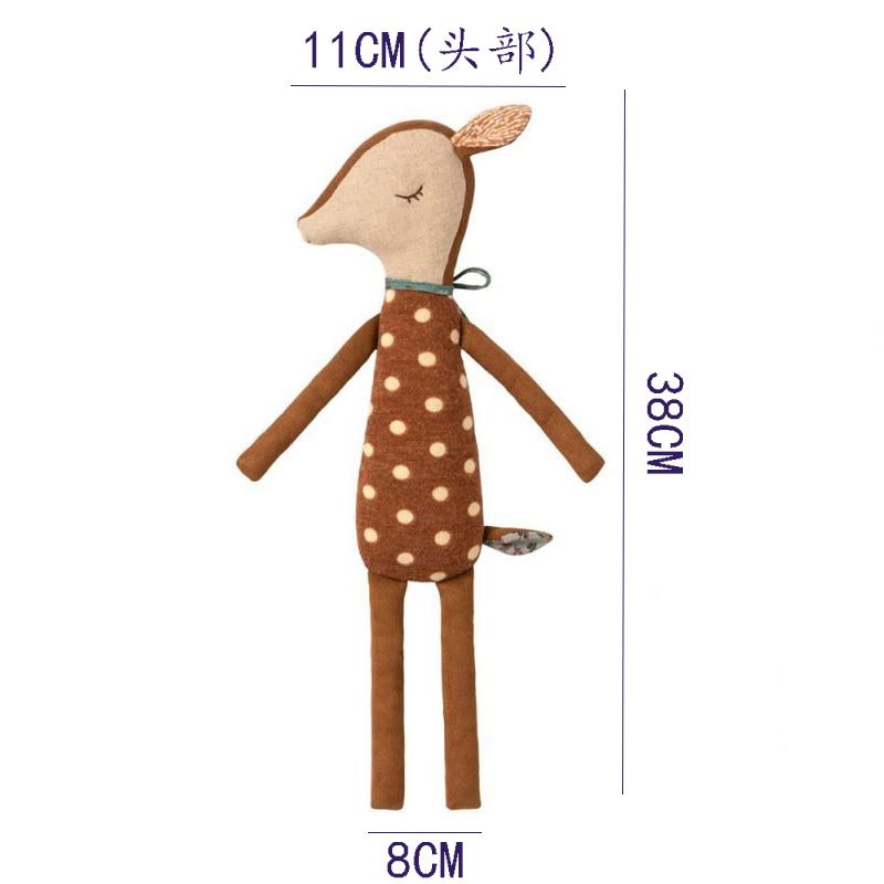 Deer Soft Toy, Spotted Fawn Fabric Doll with Ribbon Collar & Embroidered Face, 38 cm, back view