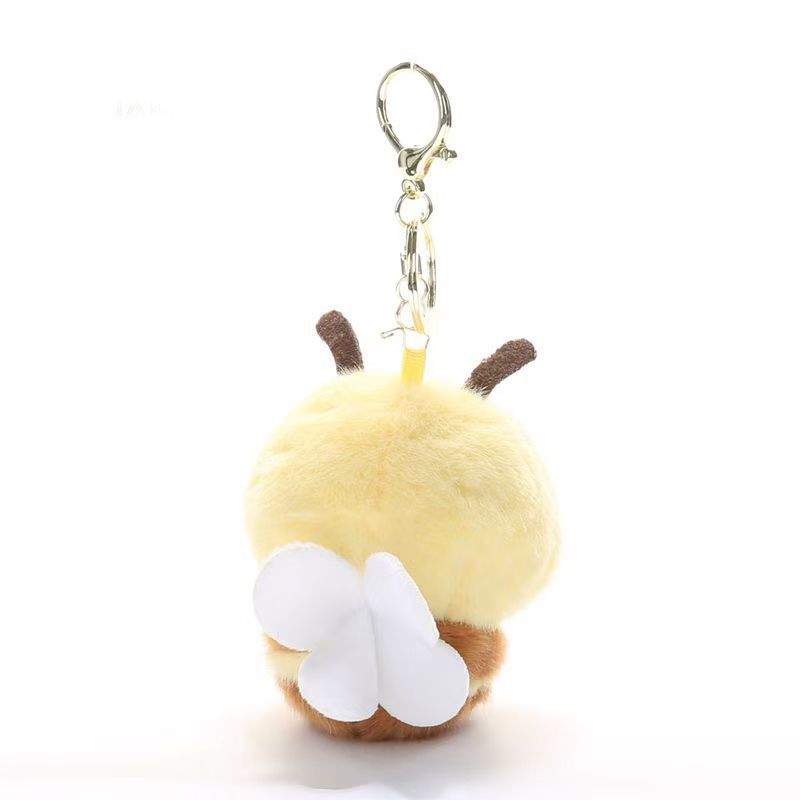 Plush Bee Bag Charm, Soft Toy Bee Keyring or Lanyard, 11 cm, Single or Pair, styled in a nursery setting