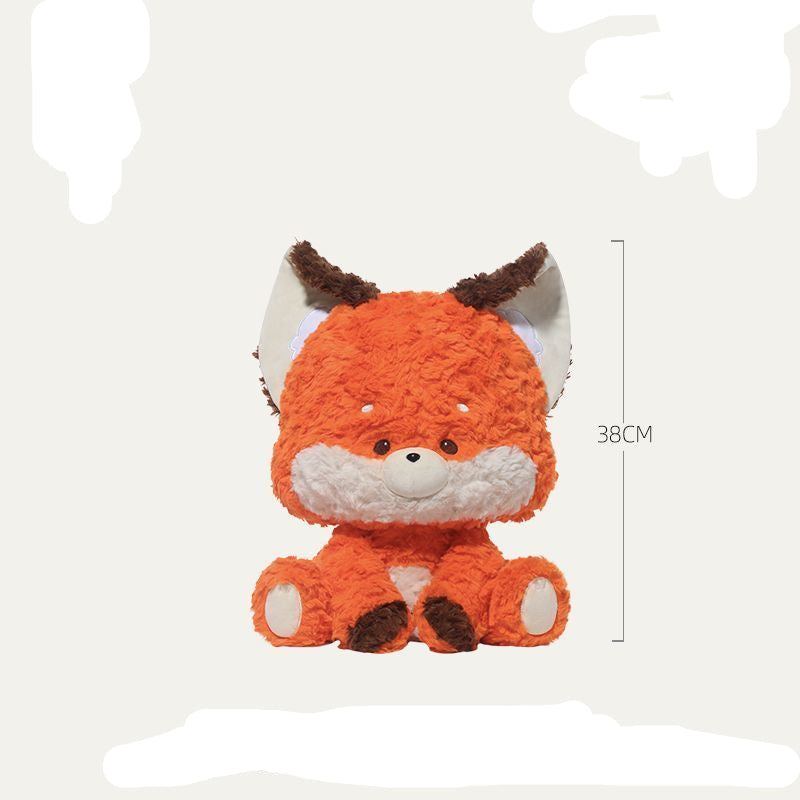 Fox Plush Toy with Oversized Head, Soft Stuffed Sitting Fox Doll, 38 cm, back view