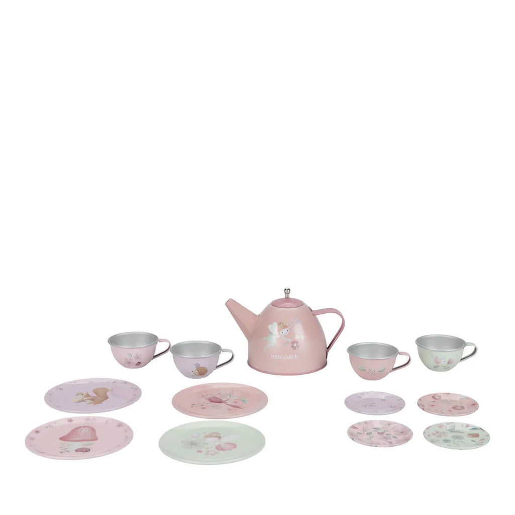 Tin Tea Set - Fairy Garden - Pink - 14 Pieces