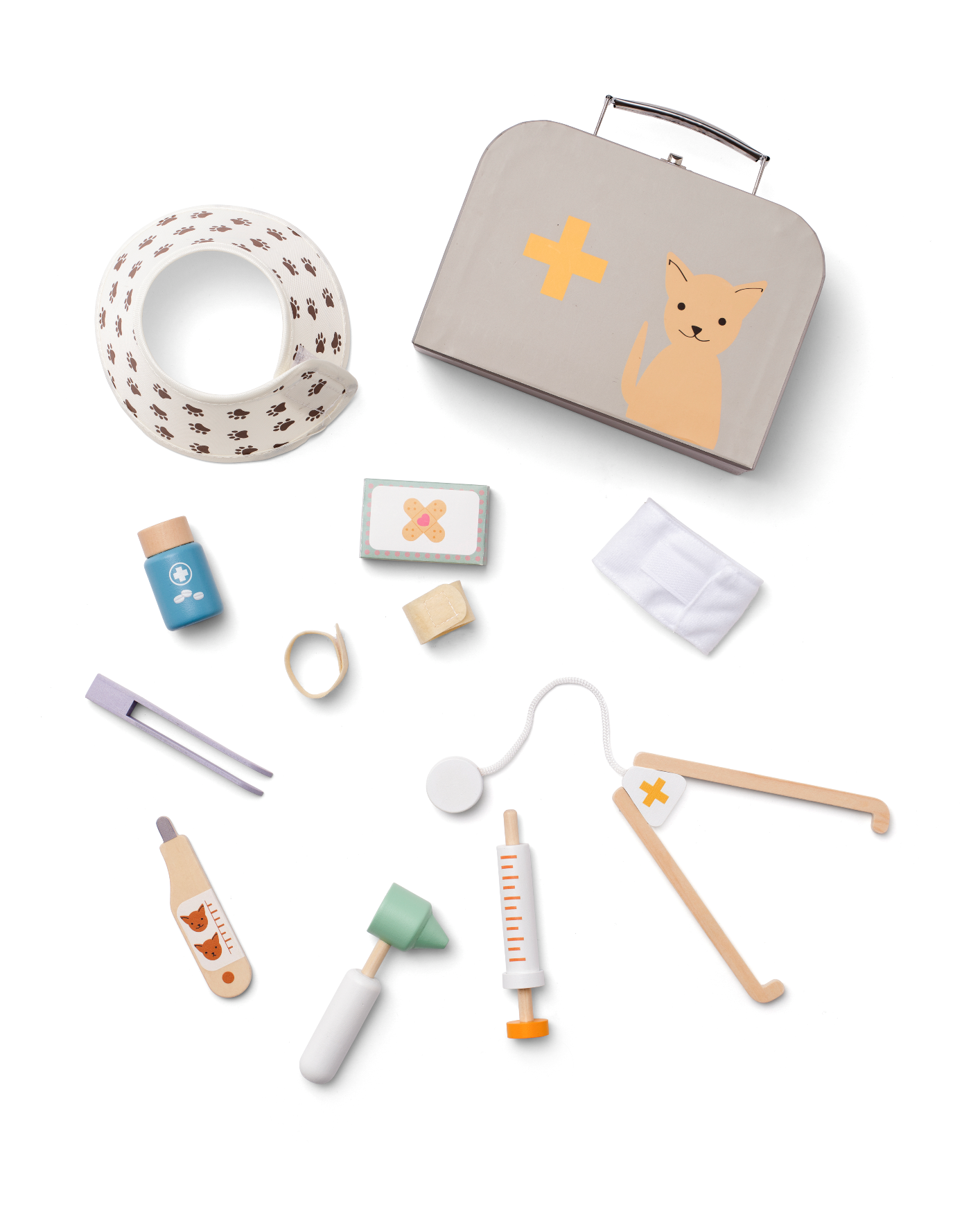 Wooden Veterinary Play Set - Pretend Vet Kit for Plush Toys