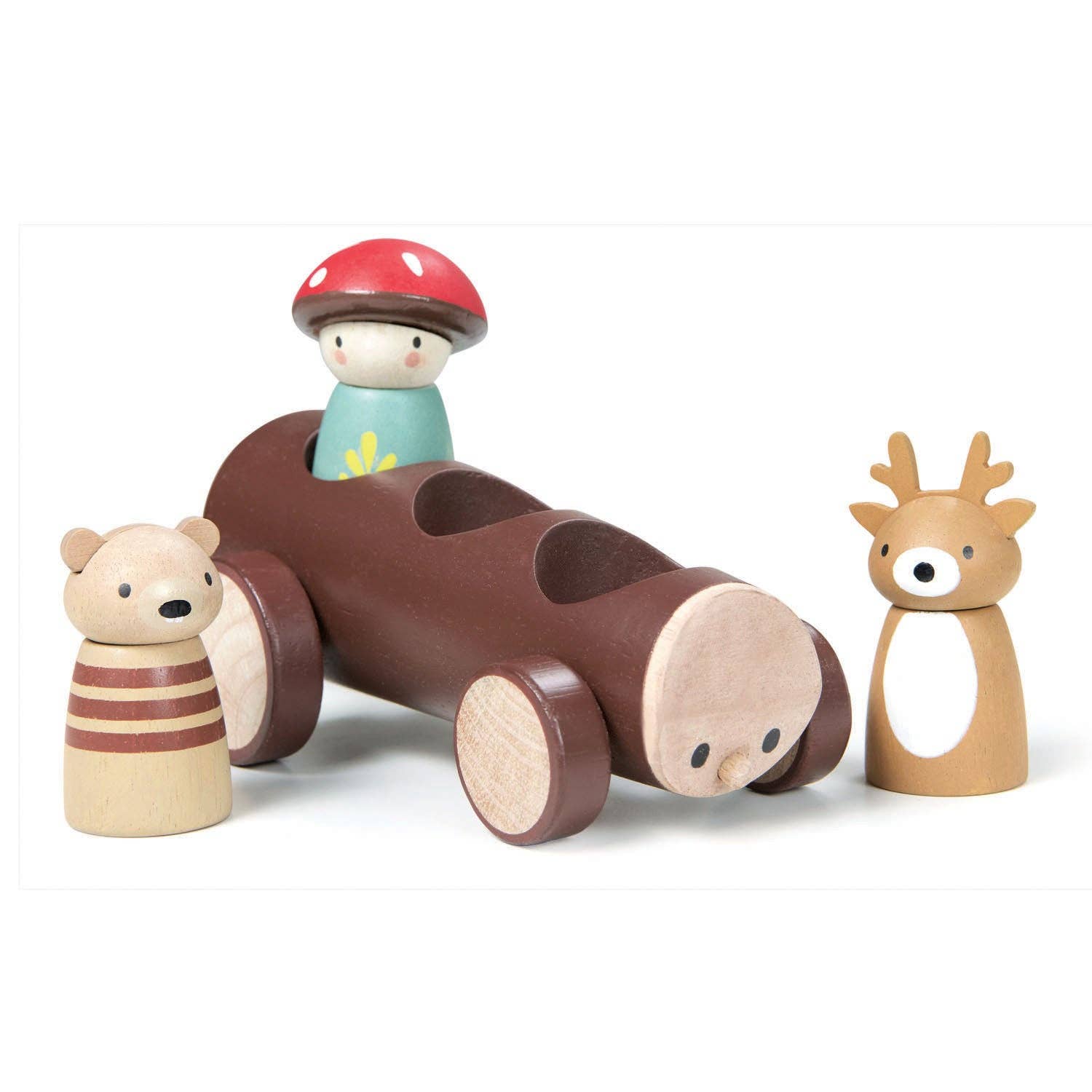 Wooden Timber Taxi Toy Car - 3 Characters - Merrywood Tales