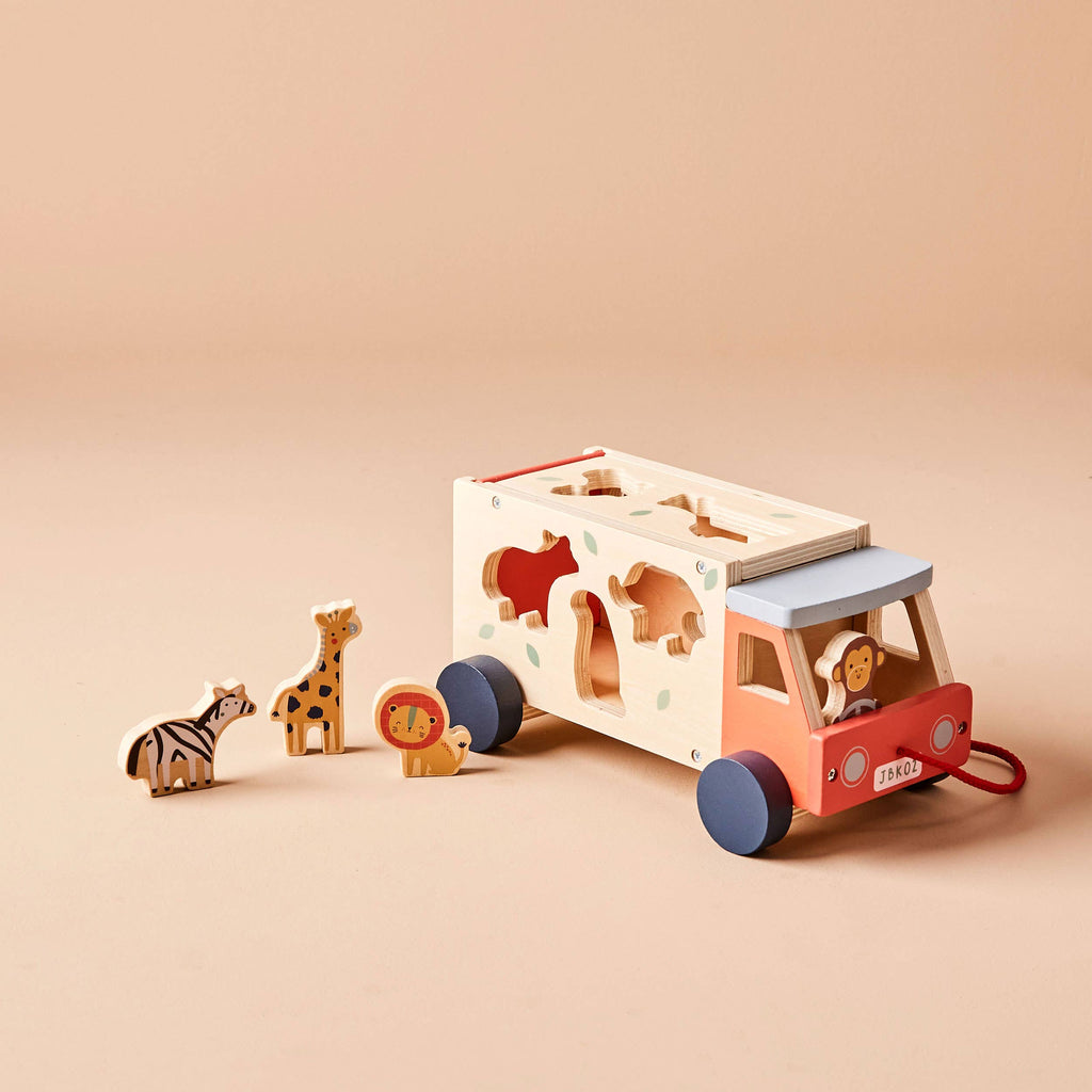 Wooden Safari Jeep Shape Sorter & Pull Along Toy