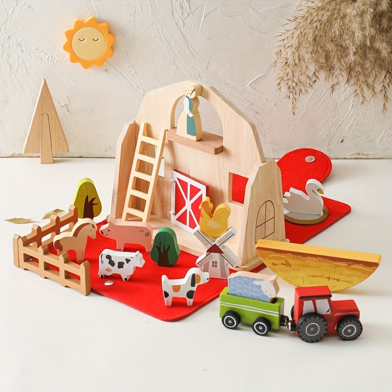 Wooden Baby Educational Play House - Animal Barn Toy Set