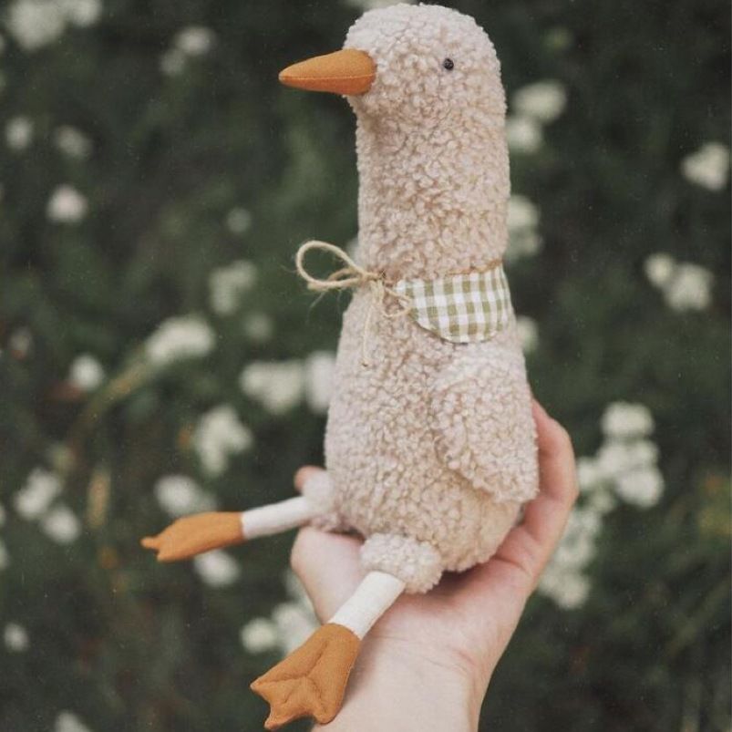 Goose Plush Toy, Soft Stuffed Animal Doll with Scarf, 43 cm, side view