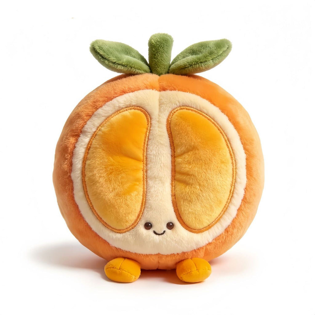 Orange Plush Toy, Cute Stuffed Fruit Character, front view