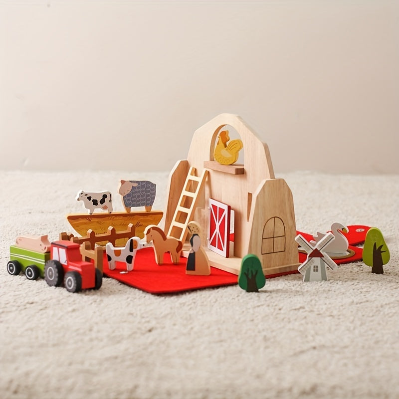 Wooden Baby Educational Play House - Animal Barn Toy Set