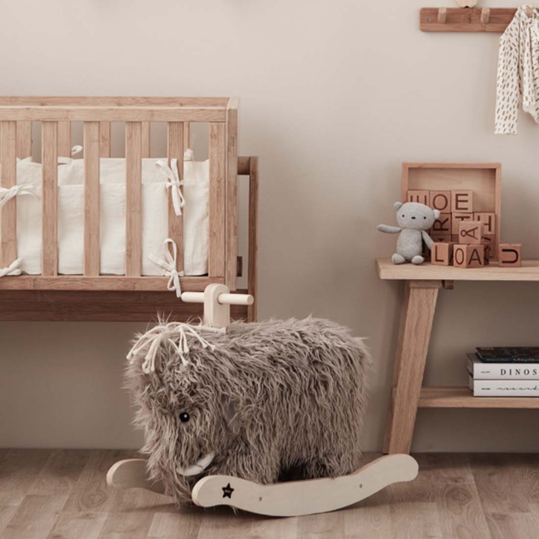 Wooden Rocking Horse - Mammoth - Grey