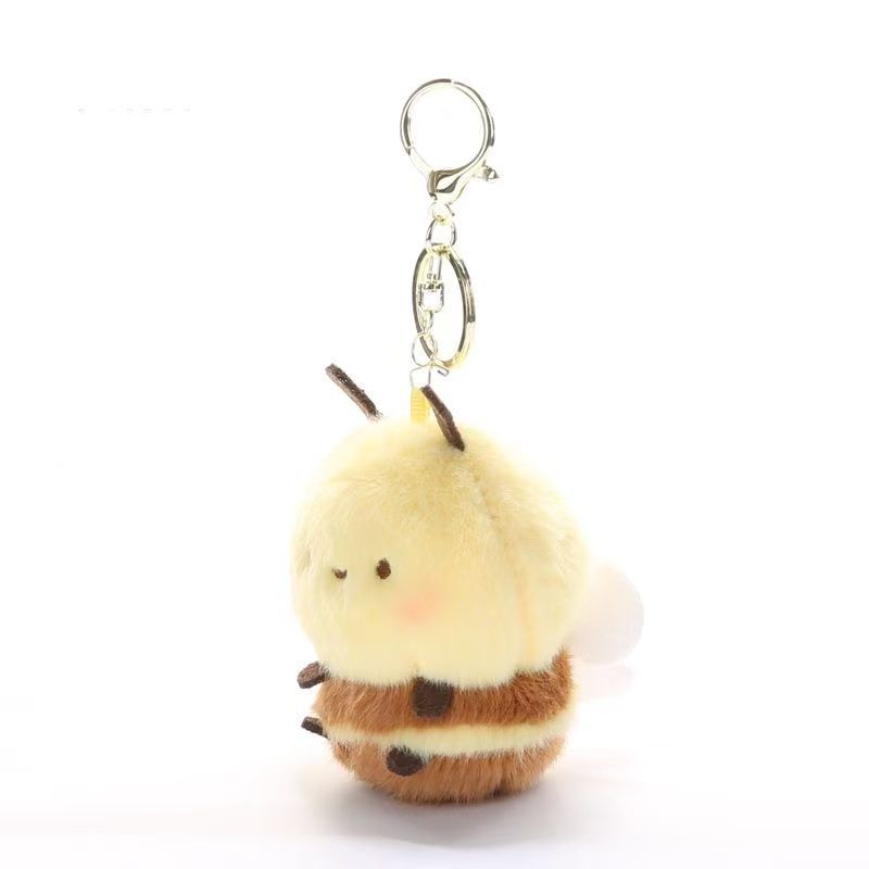 Plush Bee Bag Charm, Soft Toy Bee Keyring or Lanyard, 11 cm, Single or Pair, back view