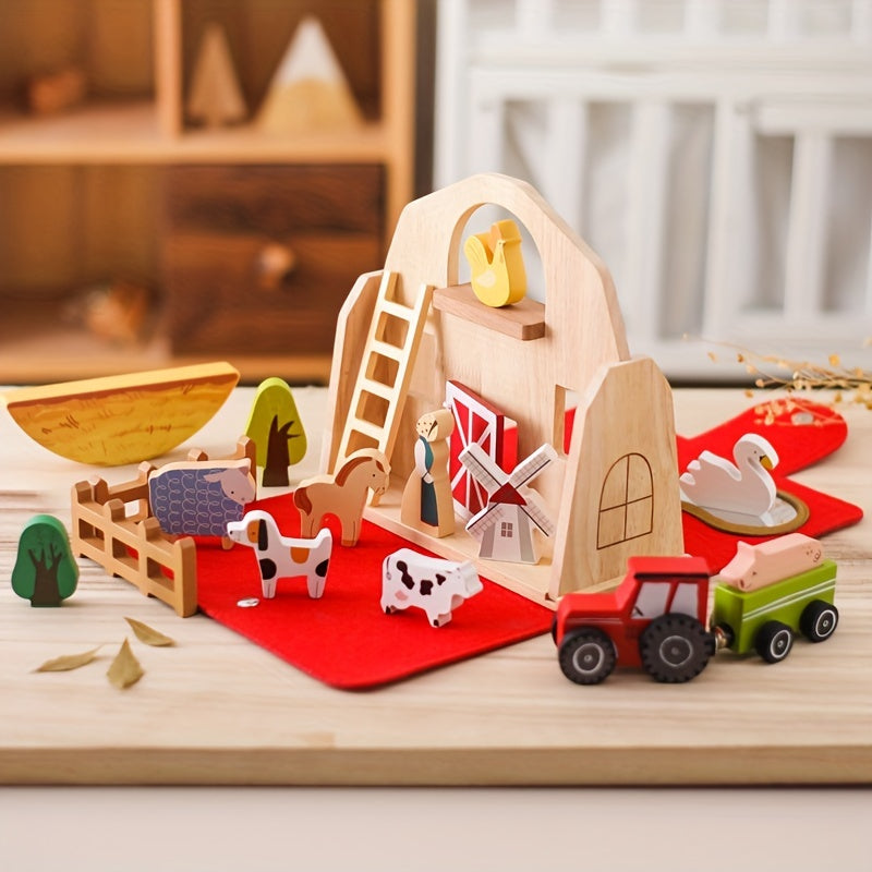 Wooden Baby Educational Play House - Animal Barn Toy Set