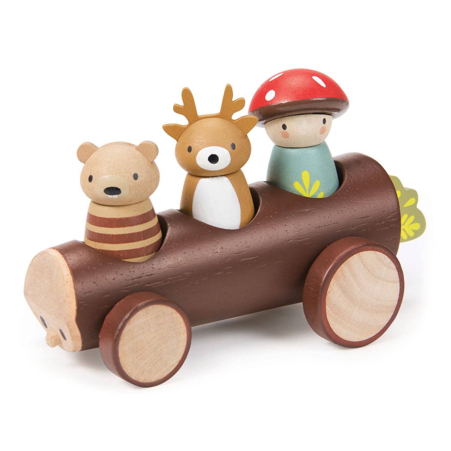 Wooden Timber Taxi Toy Car - 3 Characters - Merrywood Tales