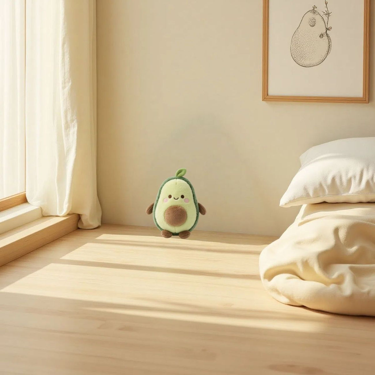 Avocado Plush Toy, Soft Stuffed Animal Doll for Kids & Adults, close-up of the fabric texture