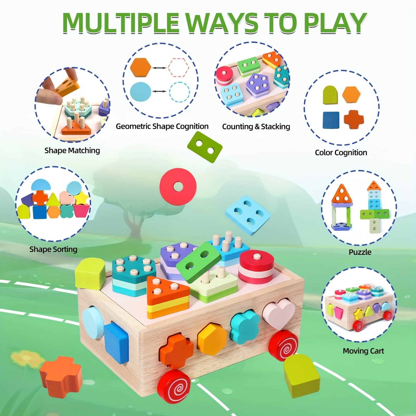 Wooden Shape Sorting and Matching Educational Toym