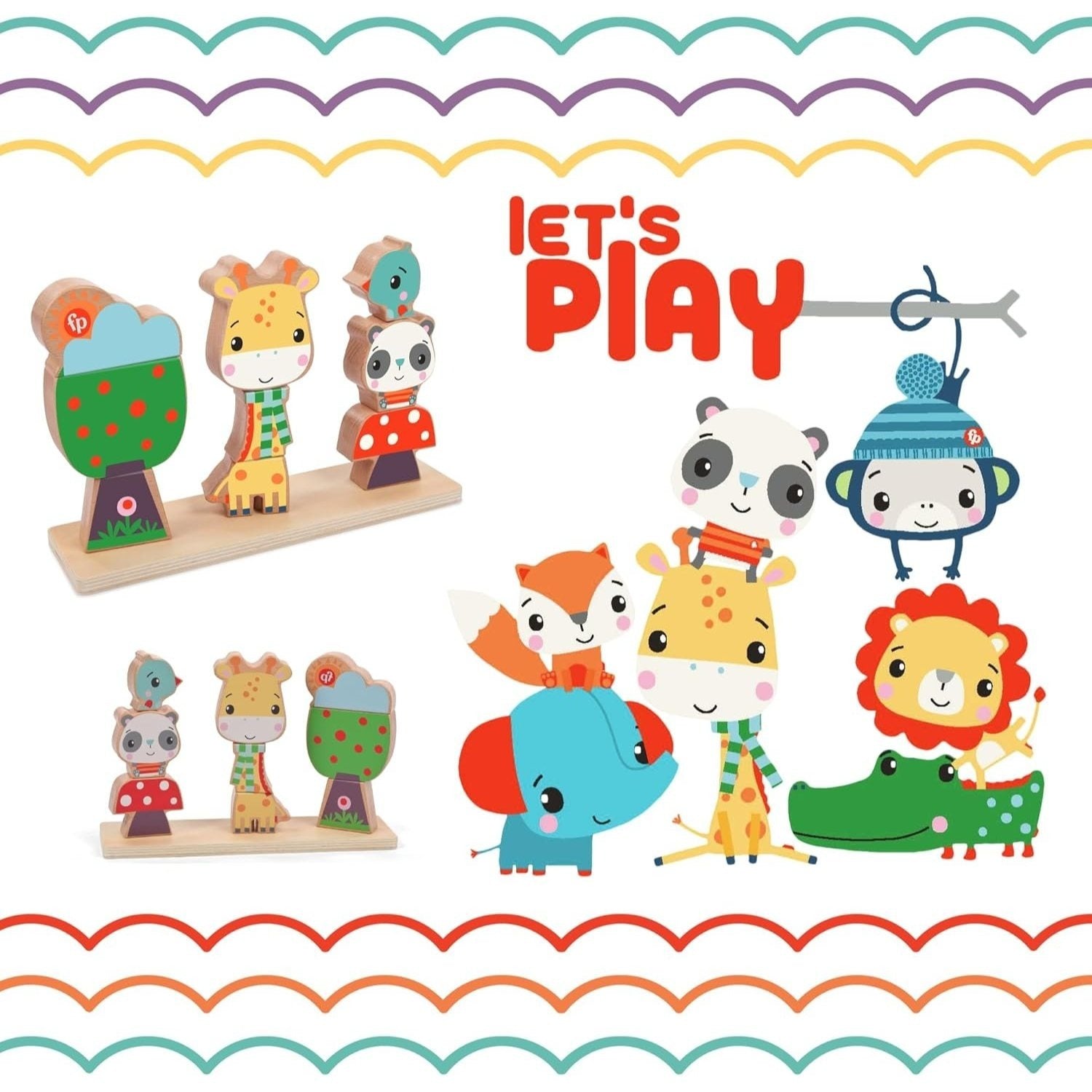 Wooden Stacking Puzzle - 9 Colorful Blocks - Educational Toy