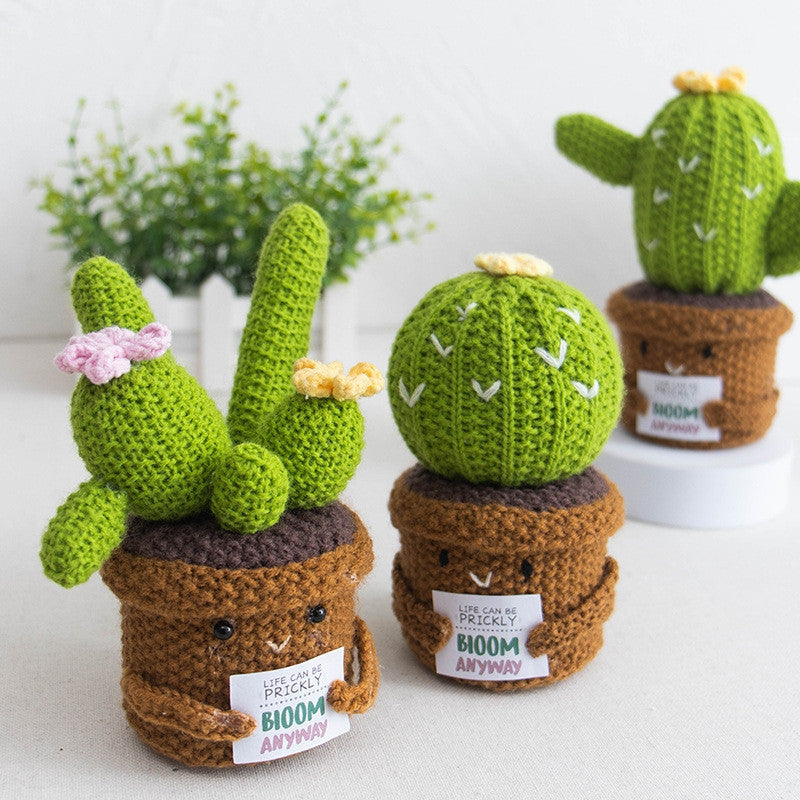 Crochet Cactus Plant Desk Decoration, styled in a nursery setting