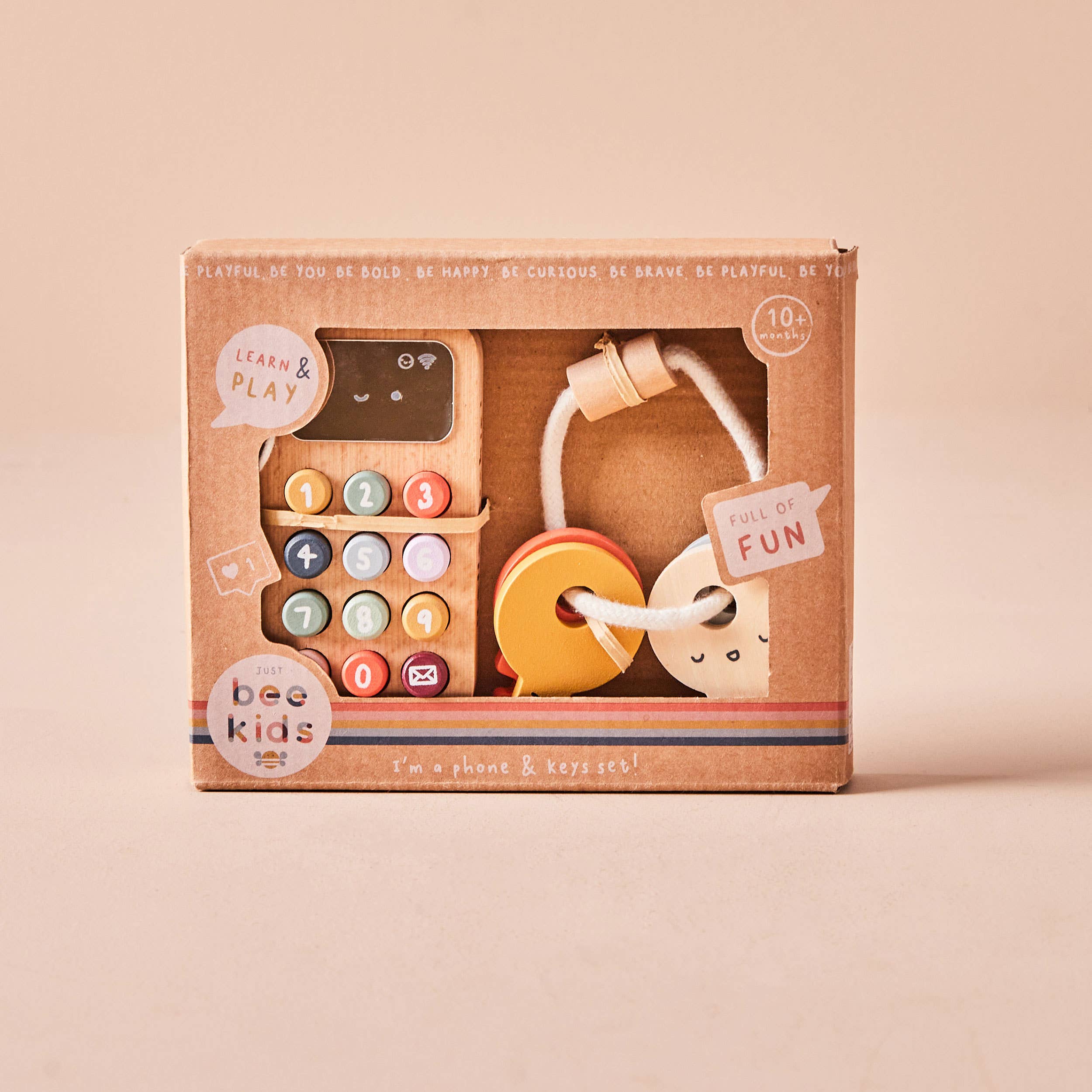 Wooden Phone & Keys Toy Set - Pretend Play