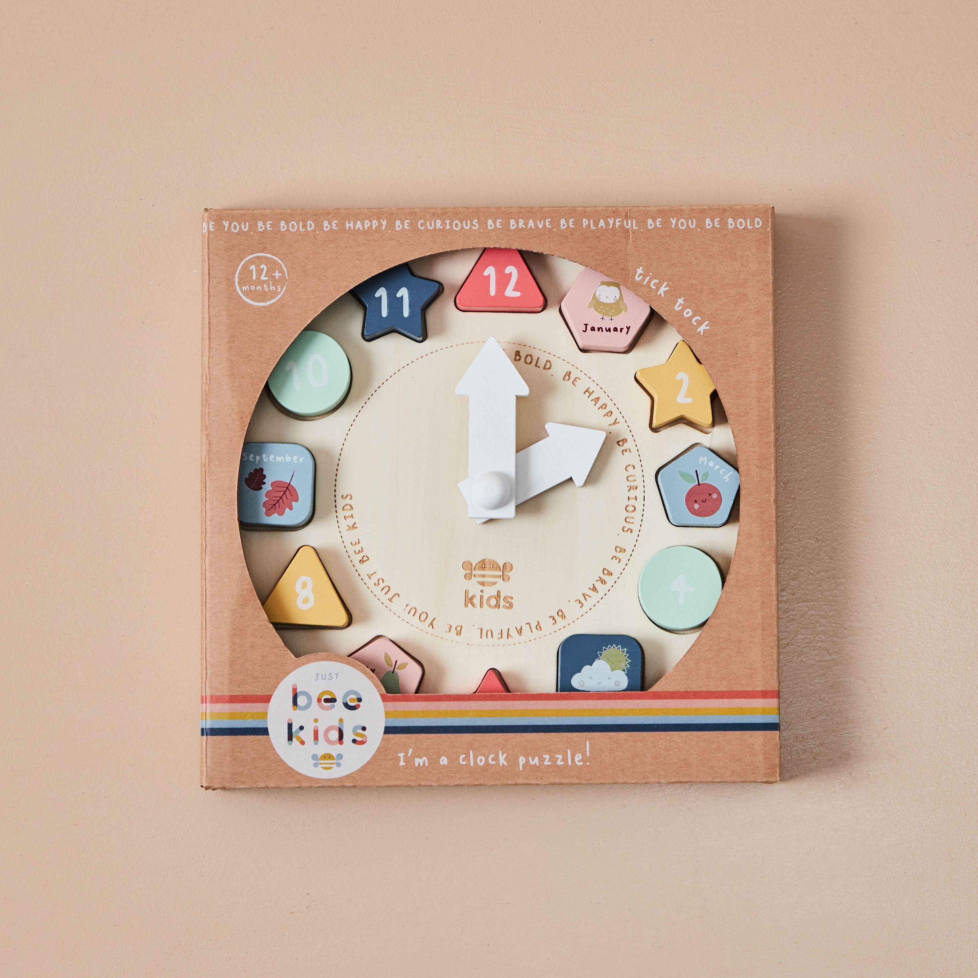 Wooden Puzzle Clock - Shape Sorter - Seasons & Time Learning