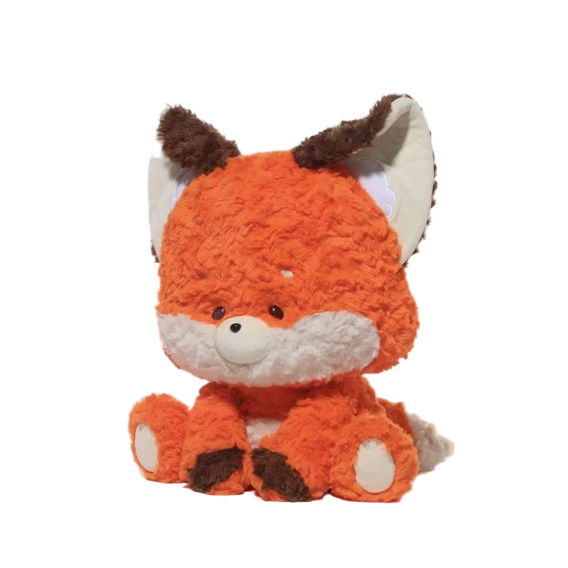 Fox Plush Toy with Oversized Head, Soft Stuffed Sitting Fox Doll, 38 cm, side view