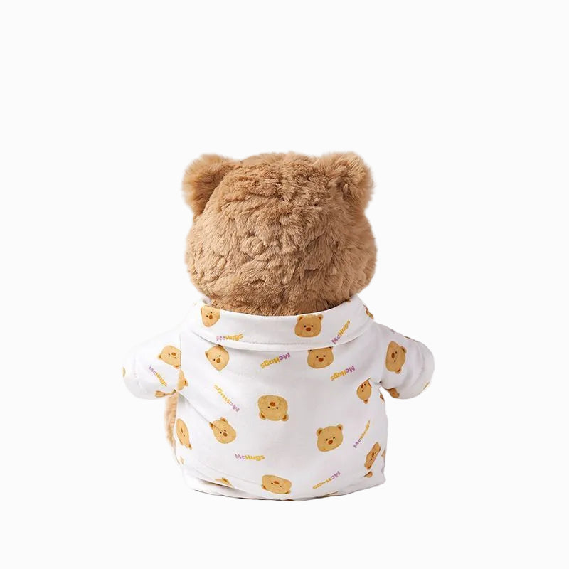Teddy Bear Plush Toy with Bear Print Outfit, Soft Stuffed Bear Doll, 25 cm, styled in a nursery setting