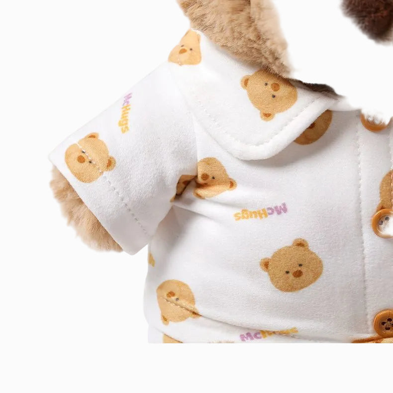 Teddy Bear Plush Toy with Bear Print Outfit, Soft Stuffed Bear Doll, 25 cm, back view
