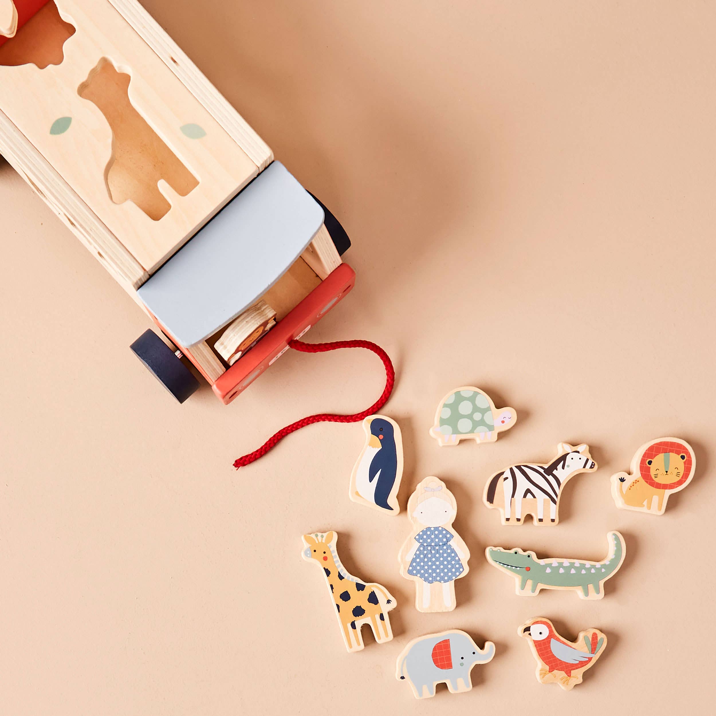 Wooden Safari Jeep Shape Sorter & Pull Along Toy