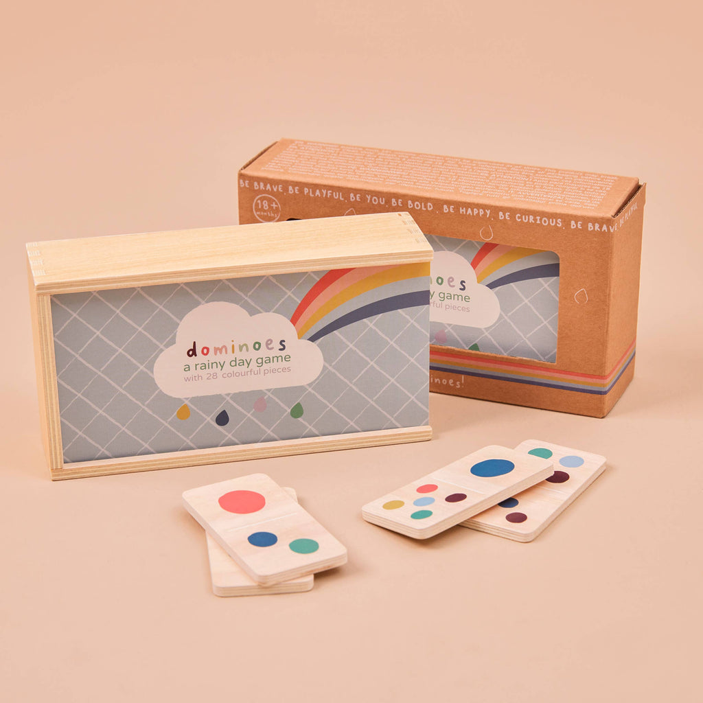 Wooden Dominoes Set - Rainbow  - Storage Box