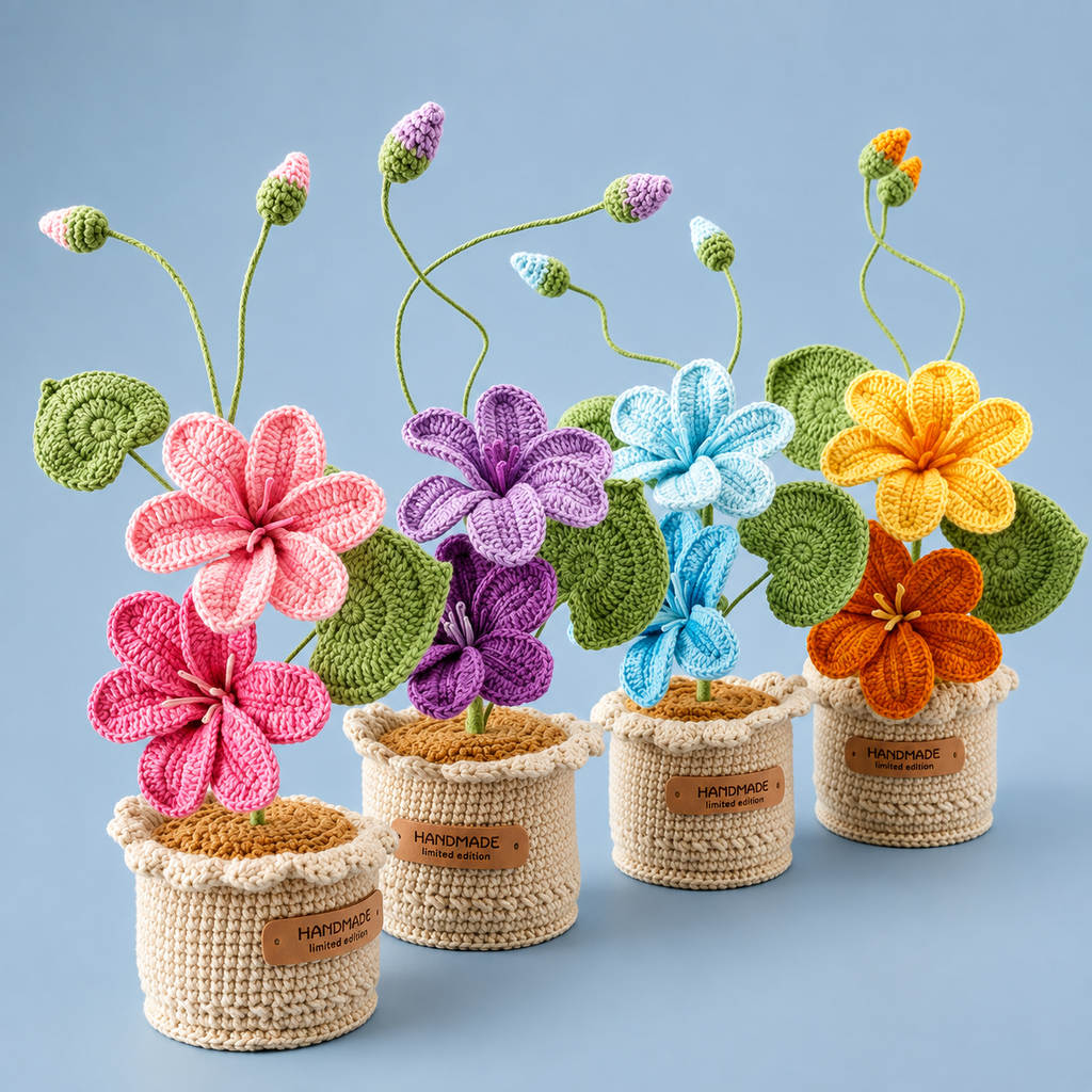 Potted Poinsettia Flower, styled on a shelf