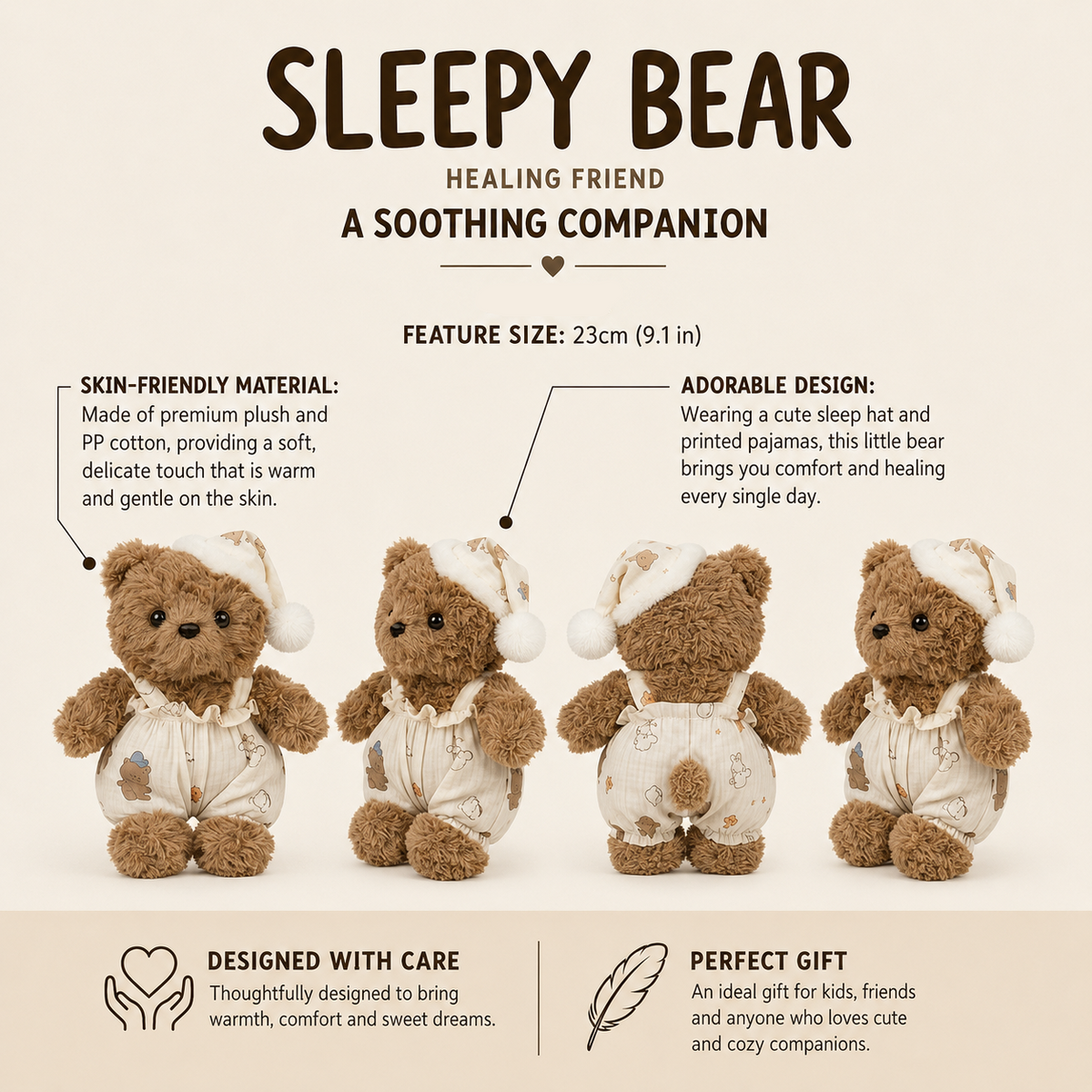 Sleepwear Bear Plush Toy, Cute Teddy in Pyjamas, close-up of the fabric texture