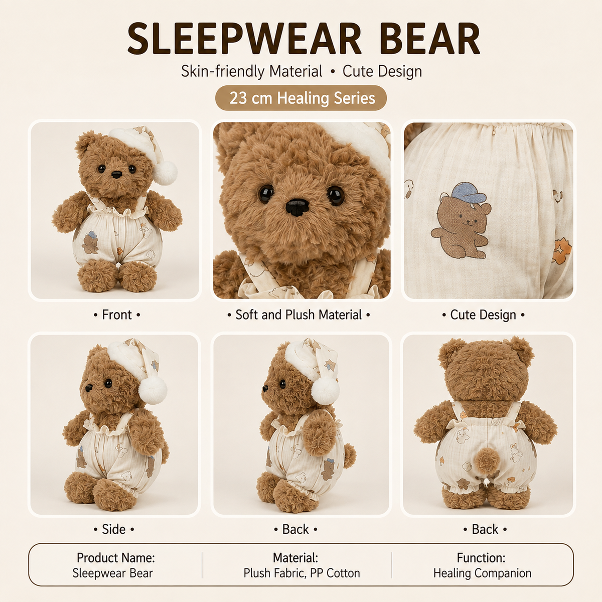 Sleepwear Bear Plush Toy, Cute Teddy in Pyjamas, styled in a nursery setting
