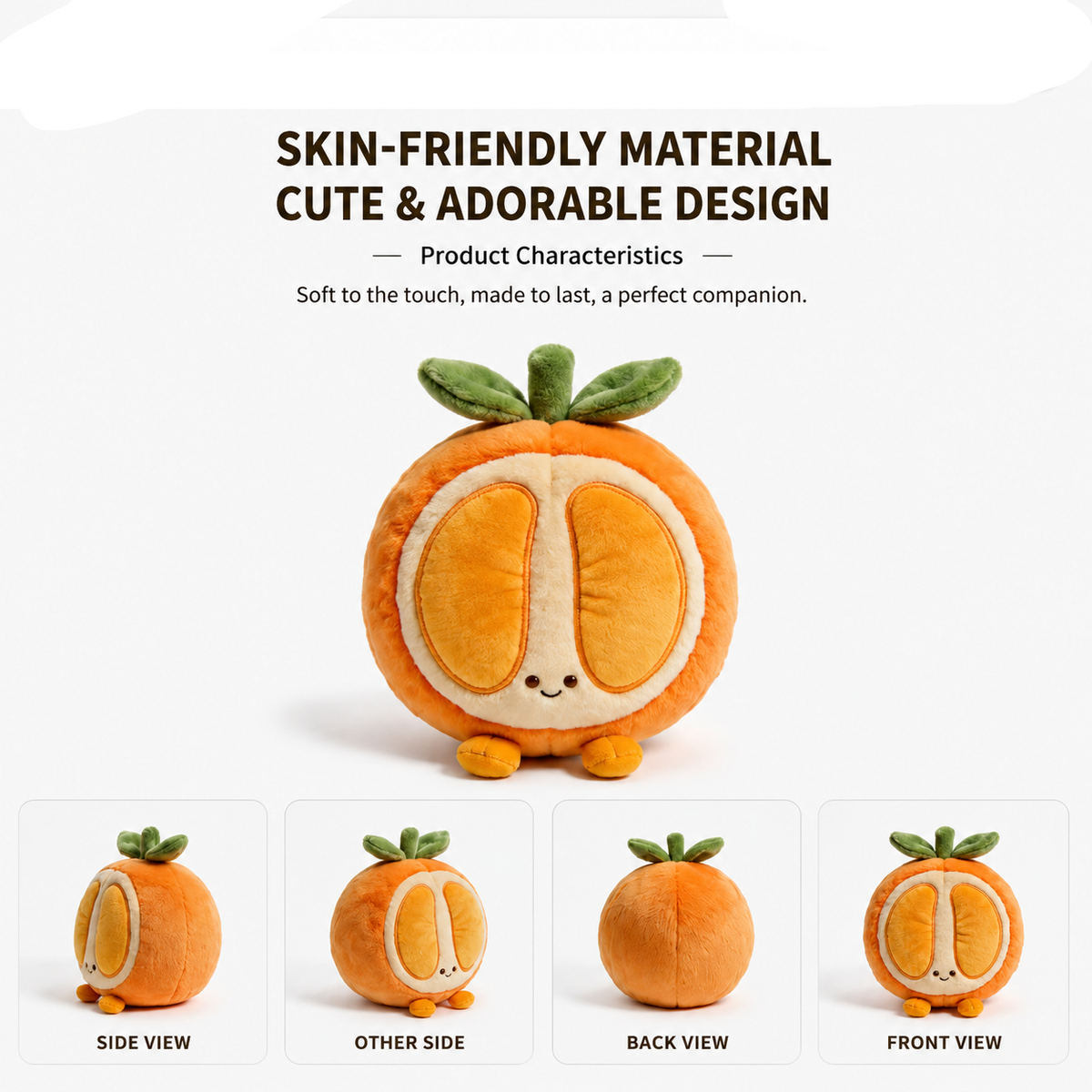 Orange Plush Toy, Cute Stuffed Fruit Character, back view