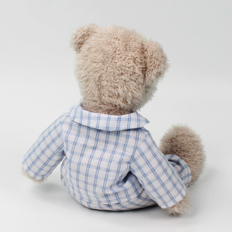 Dressed Teddy Bear, 30cm Curly Plush Bear, close-up detail