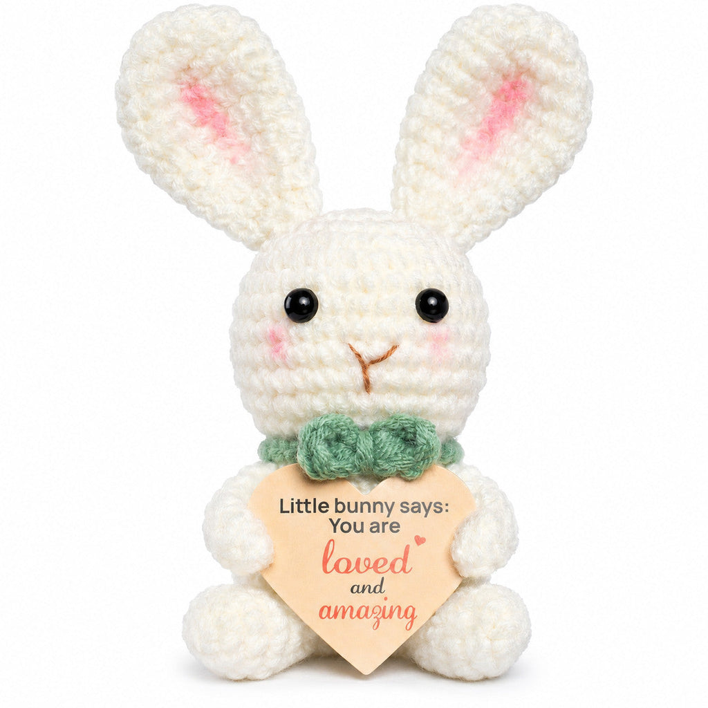 Hand Crochet Flower & Bunny Desk Decorations, close-up detail