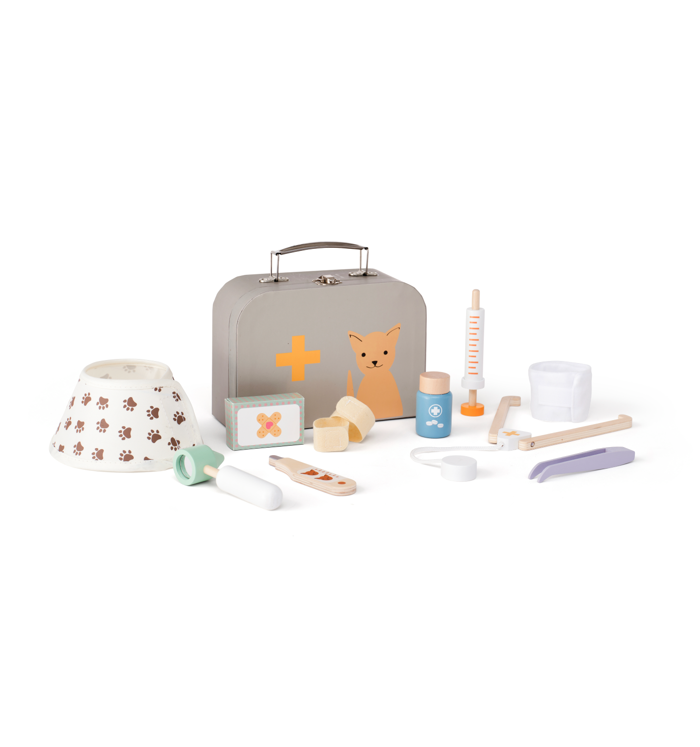 Wooden Veterinary Play Set - Pretend Vet Kit for Plush Toys
