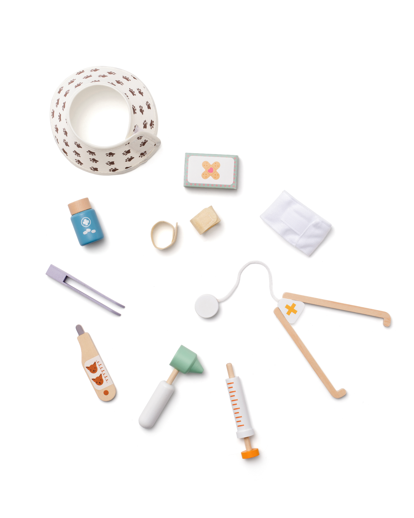 Wooden Veterinary Play Set - Pretend Vet Kit for Plush Toys