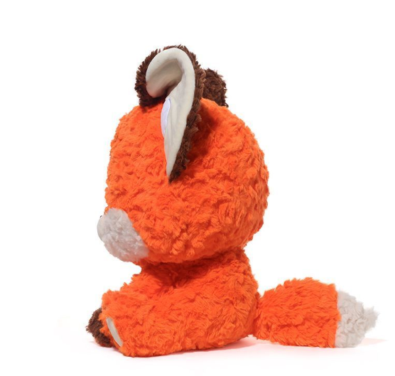Fox Plush Toy with Oversized Head, Soft Stuffed Sitting Fox Doll, 38 cm, close-up detail