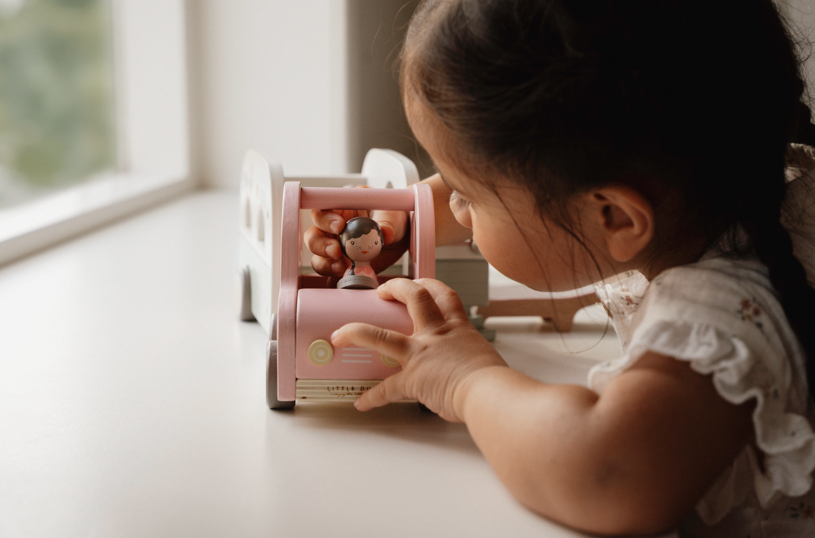 Wooden Toy Car with Caravan - Pink Play Vehicle Set