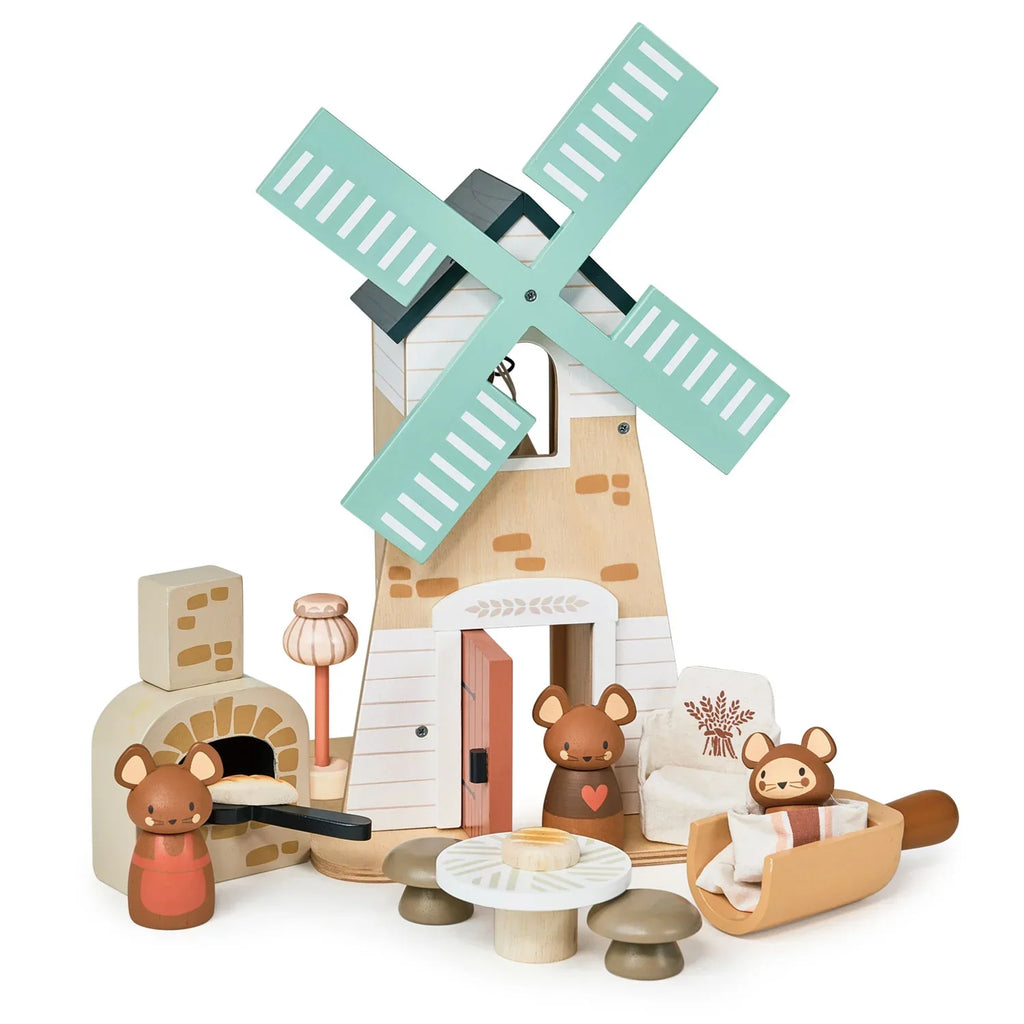 Wooden Windmill Playset - Mouse Family - 2 Stories