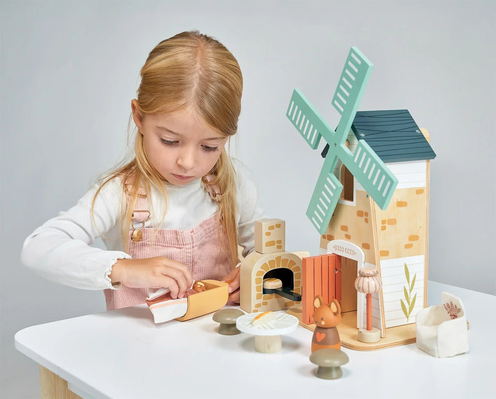 Wooden Windmill Playset - Mouse Family - 2 Stories