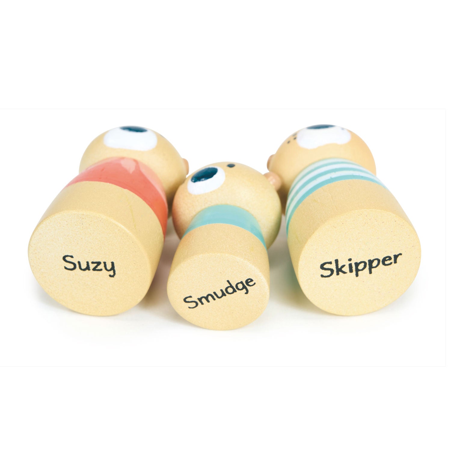 Wooden Canal Boat Toy - Otter Family - Removable Roof