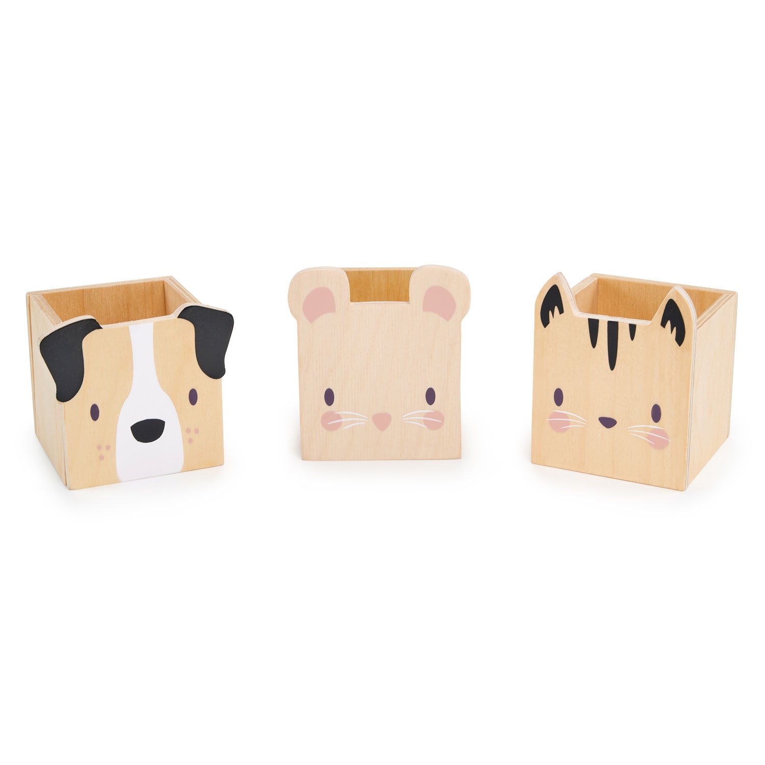 Wooden Pet Pencil Holders - Puppy Kitten Mouse - 3 Pieces