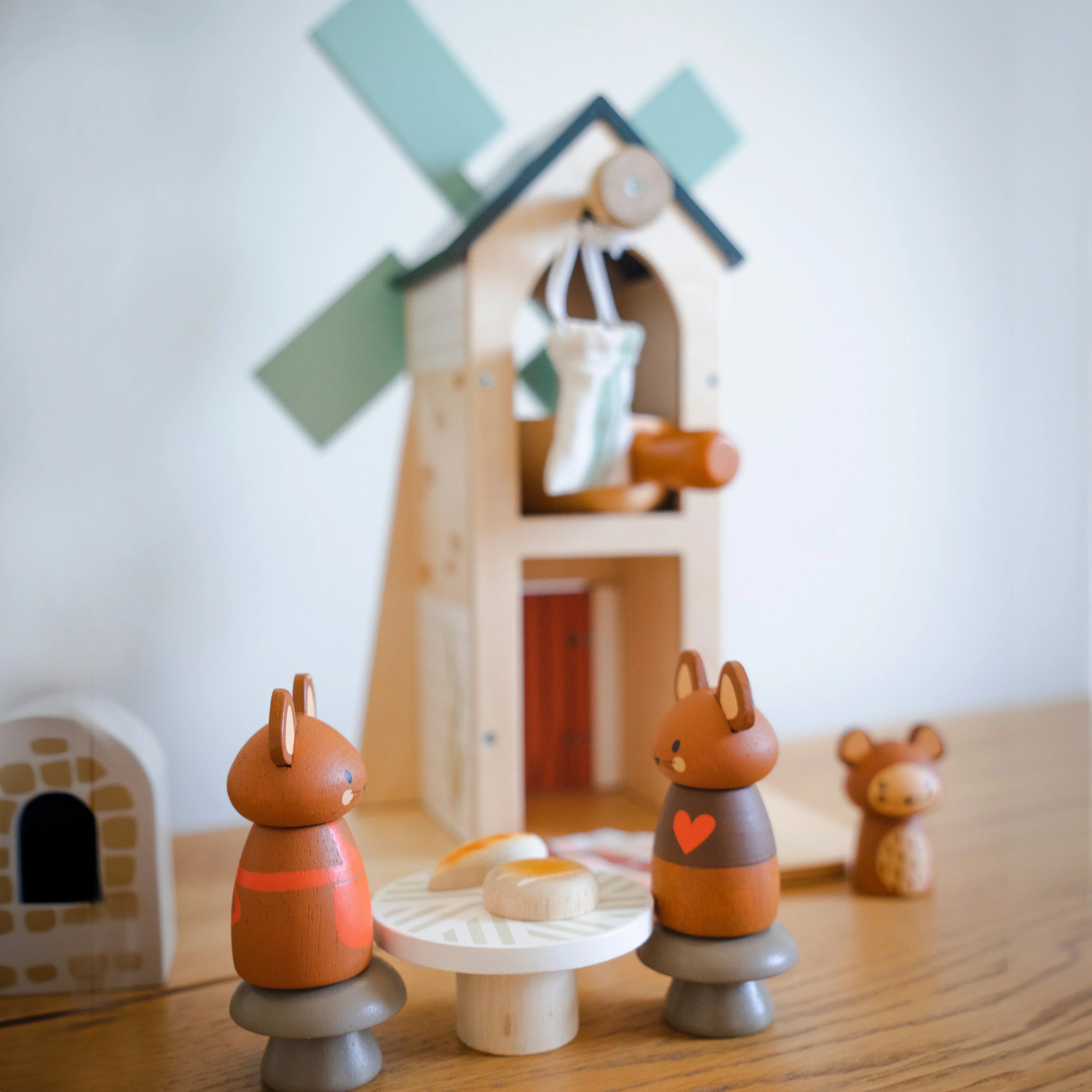 Wooden Windmill Playset - Mouse Family - 2 Stories