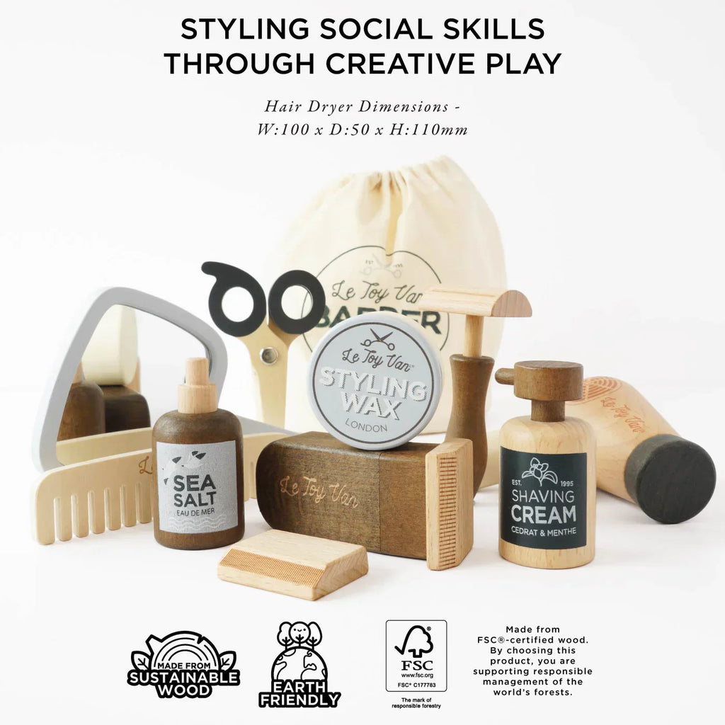 Wooden Hairdresser & Barber Kit - 12 Pieces