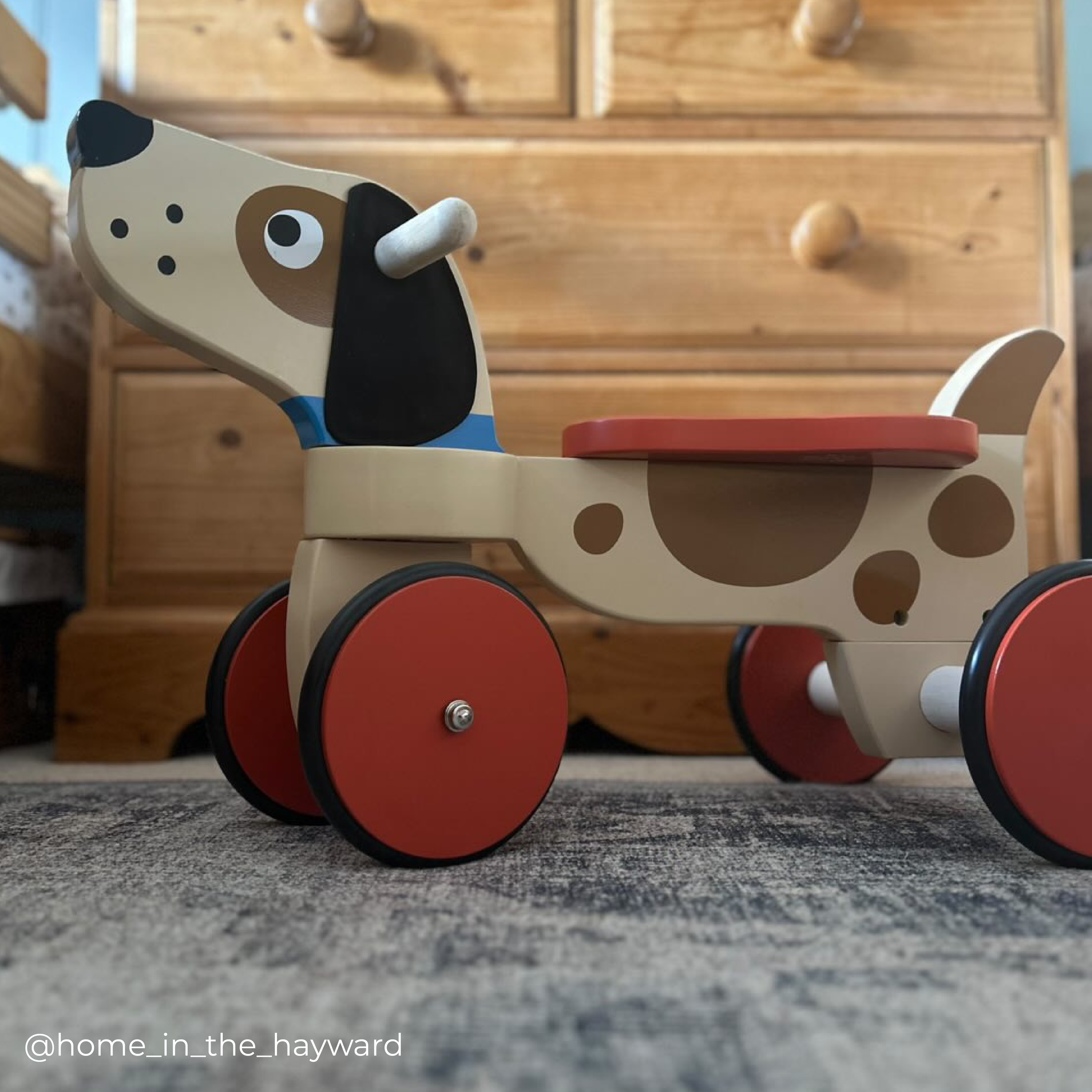 Wooden Ride-On Puppy - Four Wheels